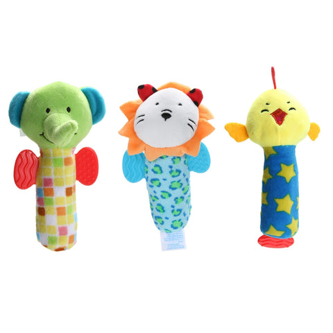 Soft Baby Kids Toys Ring Bell BB Baby Plush Rattles Squeaker Early Educational Dolls Rod Cute Cartoon Animal Musical Plush Toy