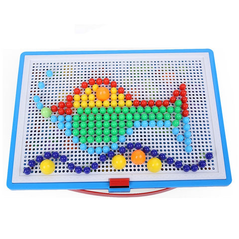 Educational Toys Puzzles 296pcs Creative Mosaic Toy Picture Puzzle Children Nail Composite House Kids Toys Random Color