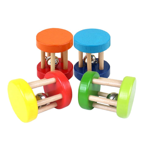Baby Toys Rattles Ring Bell Music Intellectual Educational Toys for Children Hand Rattle Baby Wooden Wood Toy Random