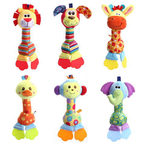 Kids Baby Toys Soft Plush Doll Animals Handbells Teether Toys for Children Newborns Stuffed Doll Baby Toy Rattles 6 Styles