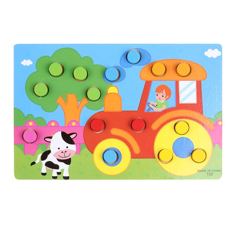 Wooden 3D Puzzle Jigsaw Toys Cartoon Things Color Cognition Board Games Educational Toys For Children Wood Puzzles Baby Toys