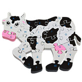 Wooden 3D Jigsaw Educational Toys Animals Elephant Cow Dinosaur Puzzle Wood Toys Kids Numbers Alphabetic Letters Learning Toys