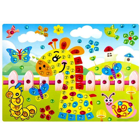2pcs Kids DIY Diamond Sticker Children Cartoon Handmade Crystal Paste Painting Mosaic Puzzle Toys Kids Learning Stickers Toys