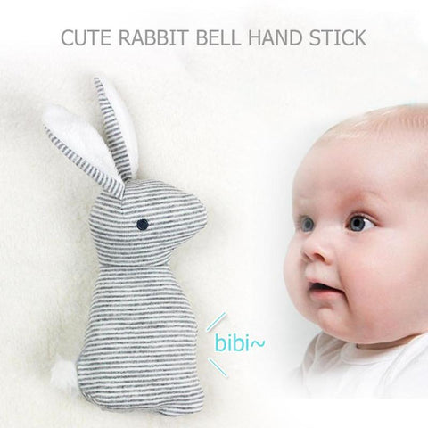Newborn Baby Cute Plush Long Ear Rabbit Rattle Toys Baby Hand Bells Stick Toys with BB Sound