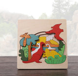 Wood Cartoon Animals Puzzle，3D Puzzle