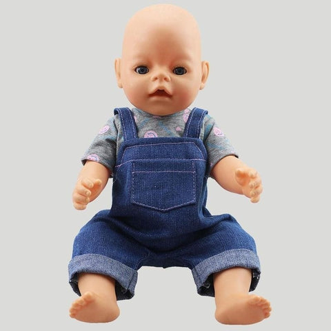 High quality Boutique Summer 18 Inch Doll, Doll Clothing To Wear  Patch Pocket Cowboy Suspenders Doll Clothing Pants