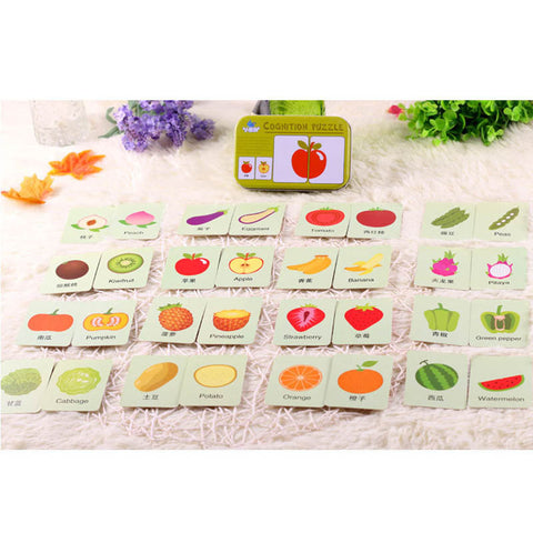 Infant Baby Toys Early Head Start Training Puzzle Cognitive Card Vehicl/Fruit/Animal/Life Set Pair Puzzle
