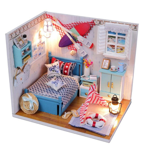 DIY Miniature 3D Wooden Dolls House Model Dust Cover Dollhouse Toys Gifts Simulation Dolls House Accessories Toy Gifts for Girls