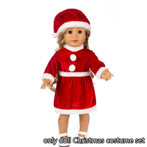Christmas Costume Set Doll Christmas Dress + Doll Christmas Hat for 18 Inch Reborn Girl Doll
