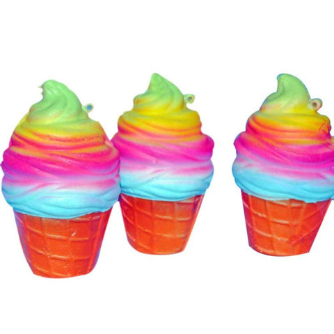 1PCS Cute Squishy Rainbow Ice Cream Super Slow Rising Bread Bun Cake Sweet Charm Scent Kid Fun Toy Gift