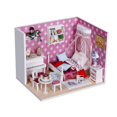 Cute Miniature DIY Doll House Model Baby Wooden Furniture Building Blocks Toys for Children Christmas Decorations Birthday Gifts