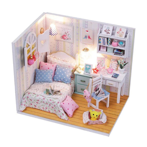 DIY Model Wooden Handmade Building Blocks Miniature Cute Funny Doll House Furniture Gift Toys