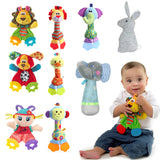 1PC Newborn Baby Hand Bells Rattles Toys Kids Soft Cute Cartoon Animals Playmate Plush Doll Toys Kids Newborns Stuffed Dolls