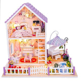 3D Wooden Craft Doll House Furniture Set DIY Miniature Dust Cover Dollhouse Toys for Children Christmas Gift Decor