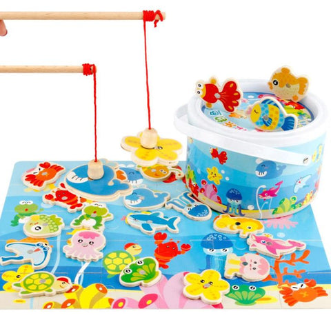 Wooden Kids Magnetic Fishing Game Toys Baby Intellectual Puzzle Jigsaw Toy Educational Outdoor Fun Sport Toy Child Birthday Gift