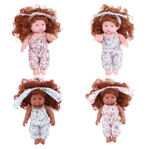 30cm Floral Dress Design Dolls Baby Simulation Vinyl Doll Children Girls Doll Toys Birthday Christmas Gift