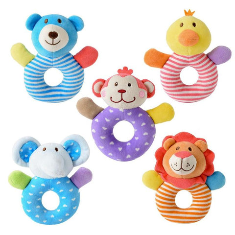 Baby Rattle Toys Cartoon Animal Baby Soft Plush Appease Doll Infant Cute Grasp Rattles Educational Toys Kids Bell Toys