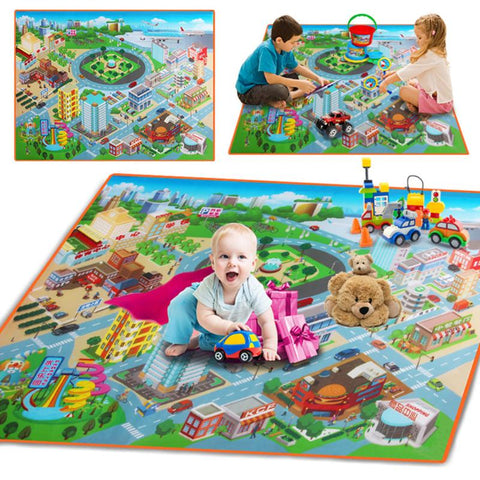 120CM Waterproof Foldable Baby Carpet Route Map Rug for Children Kids Play Toys Game Rug Crawling Pad Children's Carpet