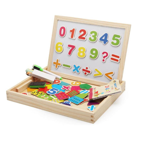 Baby Wooden 3D Puzzles Multifunctional Digital Board Double Side Magnetic Toys Jigsaw Puzzle Educational Drawing Toy