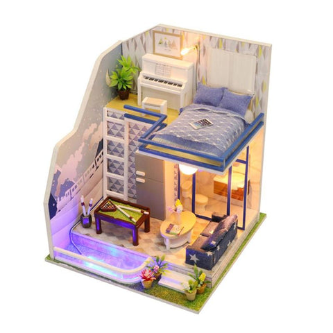 Creative Handmade Wooden Doll House Miniature DIY Dollhouse Toy Model with Furniture Wood House Toys Birthday Gifts