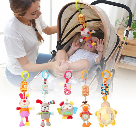 Cartoon Infant Plush Baby Toy Bed Wind Chimes Bed Hanging Rattles Toy Doll Baby Stroller Pendant Wind Chime Bed Bell Car Hanging