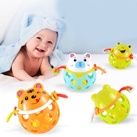 Newborn Baby Rattles Toy Intelligence Grasping Gums Plastic Animal Music Hand Shake Toy Baby Early Educational Gift Random Color