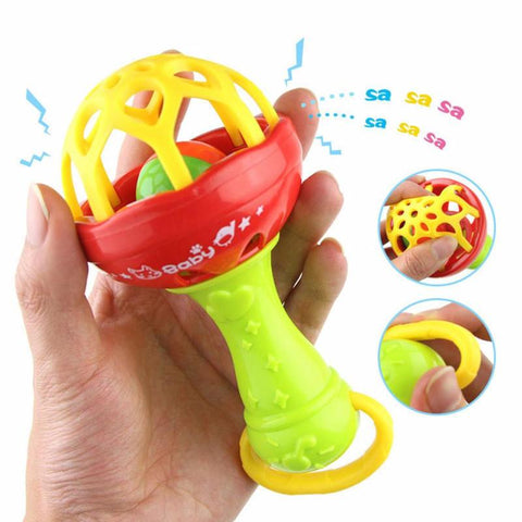 Newborn Baby Toy Baby Intelligence Grasping Gums Plastic Hand Bell Toy Baby Rattles Toy Funny Toys