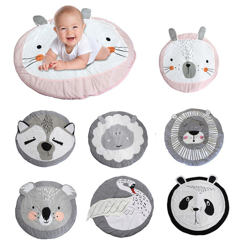 Cute Cartoon Animal Printed Round Baby Infant Play Mats Non-Slip Crawling Carpet Floor Rug Game Pad Children Room Decor