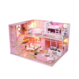 One Set DIY Doll House Dream Angel Wooden Miniature Dollhouse Furniture Kit Toys Children Mini House Model For Kids Birthday