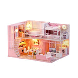 One Set DIY Doll House Dream Angel Wooden Miniature Dollhouse Furniture Kit Toys Children Mini House Model For Kids Birthday