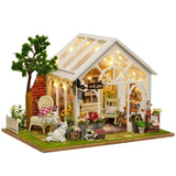 DIY Doll House Wooden Miniature Dollhouse Furniture Kit Toy Sunshine Flower Houses Puzzle Handmade Assembled Model Birthday Gift