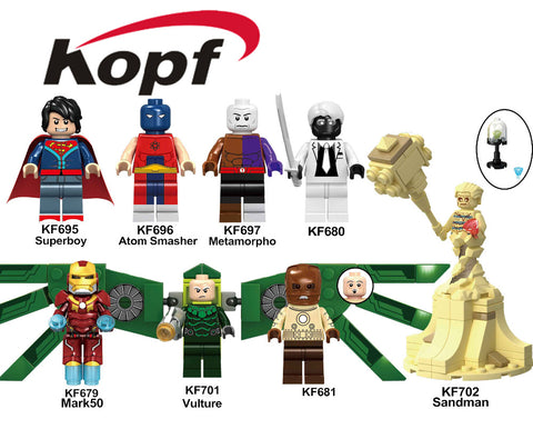 Legoings Minifigured Super Heroes Superboy Metamorpho Sandman Mark 50 Vulture Building Blocks Action Toys For Children KF6072