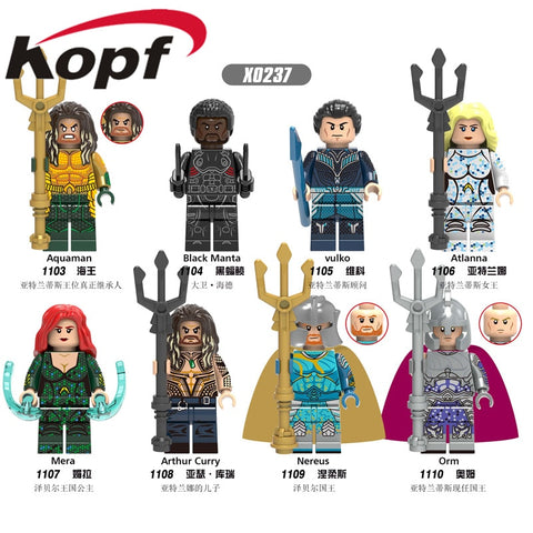Legoings Single Sale Building Blocks Super Heroes Aquaman Moives Black Manta Vulko Action Figures Toys For Children Gift X0237