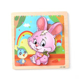 1PC Wooden 3D Puzzle Jigsaw Wooden Toys For Children Cartoon Animal Puzzles Intelligence Kids Children Educational Toy