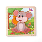 1PC Wooden 3D Puzzle Jigsaw Wooden Toys For Children Cartoon Animal Puzzles Intelligence Kids Children Educational Toy