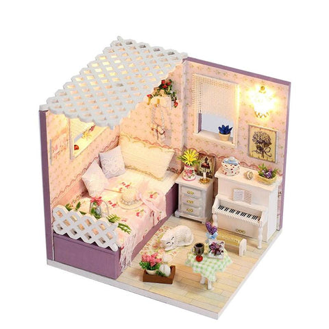 Voice Control Light DIY Miniature DIY Dollhouse Wooden Doll House Toy Doll Accessories Toy Ornaments Kit kids Christmas Gift