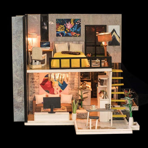 DIY House with Furniture Children Adult Miniature Wooden Doll House Model Building Kits Dollhouse Toy Handicraft Birthday Gift